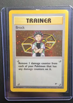 Pokemon Brock 15/132 Gym Heroes Rare Unlimited Holo LP - Image 2