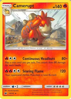 Camerupt 14/111 SM - Crimson Invasion Pokemon Card NM - Image 1