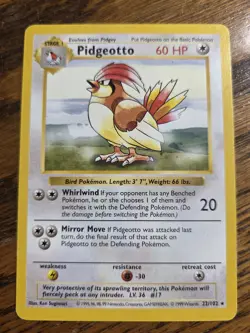 Pokemon Base Set Shadowless Pidgeotto #22/102 MP - Image 1