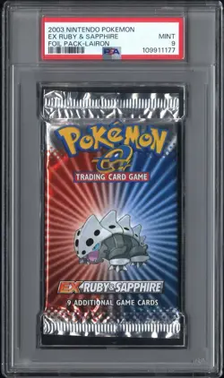 Pokemon Ex Ruby & Sapphire Booster Pack (English) - GRADED PSA 9 MINT - Lairon - Image 1