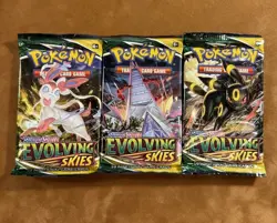 3 WEIGHTED HEAVY SEALED Pokemon Evolving Skies Booster Packs - Image 1