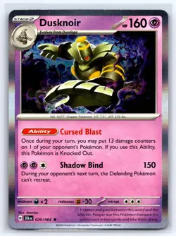 Dusknoir 020/064 Rare Shrouded Fable Pokemon Holo Lightly Played - Image 1