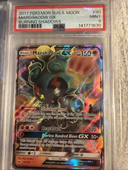 2017 Pokemon Sun & Moon Marshadow GX #80 PSA 9 Mint - Image 1