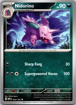 Nidorino 033/165 Uncommon MEW SV: Scarlet & Violet 151 Pokemon Lightly Played - Image 1