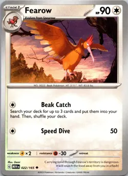 Fearow 022/165 Uncommon MEW SV: Scarlet & Violet 151 Pokemon Lightly Played - Image 1