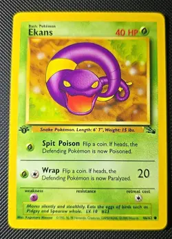 Pokemon TCG Ekans Fossil 46 1st Edition Common Card - Image 1
