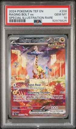 2024 POKEMON TEF EN-TEMPORAL FORCES #208 RAGING BOLT ex SIR PSA 10 GEM MINT - Image 1