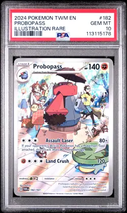 2024 POKEMON TWM EN-TWILIGHT MASQUERADE ILLUSTRATION RARE #182 PROBOPASS PSA 10 - Image 1