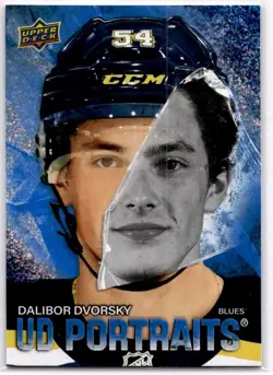 2025-26 Upper Deck UD Portraits Speckle Dalibor Dvorsky St. Louis Blues #P-22 - Image 1