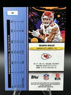 2025 Topps Cosmic Chrome Travis Kelce Green Space Dust Refractor /75 - Image 2