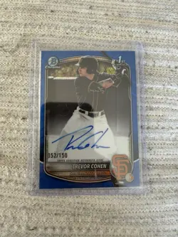 2025 Bowman Draft Trevor Cohen 1st Bowman Auto Blue Wave /150-SF Giants! - Image 1