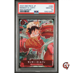 PSA 10 Monkey D Luffy P-080 Promo Mos Burger ONE PIECE Card Japanese 2024 - Image 1