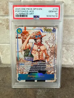 Portgas D Ace One Piece Carrying On His Will OP13-119 Alternate Art PSA 10 - Image 1