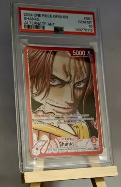 2024 SHANKS One Piece OP09-EMPERORS IN THE NEW WORLD #001 ALT ART (EN) PSA 10 - Image 1