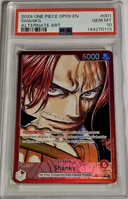 2024 SHANKS One Piece OP09-EMPERORS IN THE NEW WORLD #001 ALT ART (EN) PSA 10 - Image 2
