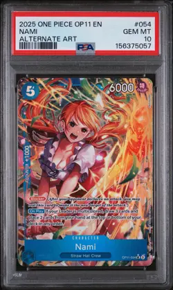 2025 One Piece OP11 EN Alternate Art #054 Nami PSA 10 GEM MINT - Image 1