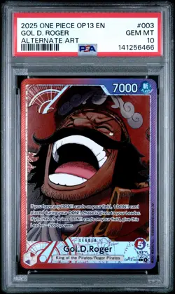2025 One Piece Carrying On His Will Gol D. Roger Leader Alt Art #OP13-003 PSA 10 - Image 1