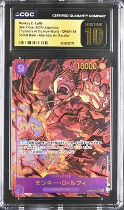 CGC 10 Pristine ONE PIECE Monkey D. Luffy OP09-119 SEC Emperors New World Jap - Image 1