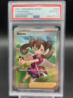 Shauna 263/264 PSA 10 GEM MINT Full Art 2021 Pokemon SWSH Fusion Strike Pop 50 - Image 1
