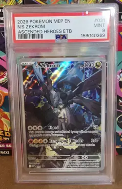 N's Zekrom MEP031 Ascended Heroes ETB Promo Pokemon PSA 9 - Image 1