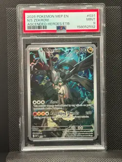 Pokemon Ascended Heroes - N's Zekrom #31 Black Star Promo Full Art Holo PSA 9 - Image 1