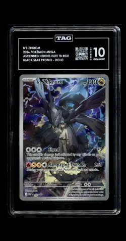 N'S ZEKROM 2026 POKEMON MEGA ASCENDED HEROES ETB #031 Promo Tag Gem Mint 10 - Image 1