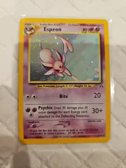 NM Espeon 1/75 Holo Pokemon Neo Discovery Unlimited Holo Card Vintage - Image 1