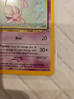 NM Espeon 1/75 Holo Pokemon Neo Discovery Unlimited Holo Card Vintage - Image 4
