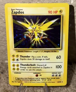 Zapdos 16/102 Holo Holo Rare Base Set Unlimited Pokemon Near Mint - Image 2