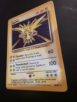 Pokemon TCG Zapdos Holo Rare Card 16/102 Base Set 1999 WOTC NM/LP Condition - Image 2