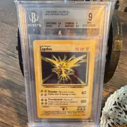 9 MINT BGS HOLO 1999 Pokemon Base Set Unlimited Zapdos Rare #16/102 - Image 1