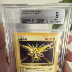 9 MINT BGS HOLO 1999 Pokemon Base Set Unlimited Zapdos Rare #16/102 - Image 3