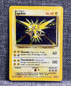 Zapdos 16/102 - Base Set Unlimited Holo Rare Pokemon TCG (MP) - Image 1