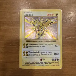 Pokemon TCG Zapdos Base Set 16/102 Holo Shadowless Holo Rare - Image 1