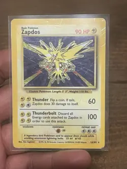 Pokemon Zapdos Base Set 16/102 Holo Rare HP Vintage WOTC - Image 1