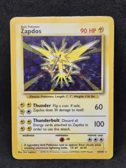 Pokemon TCG Zapdos Base Set 16/102 Holo Unlimited Holo Rare PLAYED - Image 1