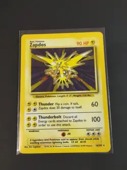 Pokemon TCG Zapdos Holo Rare Base Set Vintage WOTC 1999 16/102 - Image 1
