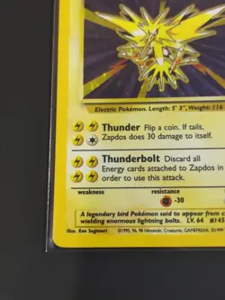 Pokemon TCG Zapdos Holo Rare Base Set Vintage WOTC 1999 16/102 - Image 5