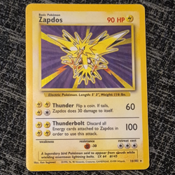 Pokemon TCG Base Set Zapdos 16/102 Holo Rare Holo 1999 English 90 HP Unlimited - Image 1