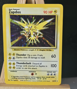 Pokemon TCG Base Set Zapdos 16/102 Holo Rare 90 HP English 1999 Basic - Image 1