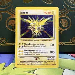 Zapdos 16/102 Base Set Holo Rare Pokemon (1999 WOTC) - LP - Image 1