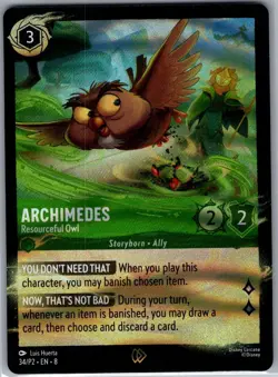 Archimedes - Resourceful Owl 34/P2 Foil Disney Lorcana Promo Cards - NM - Image 1