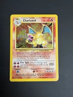 Pokemon Charizard 4/102 Base Set Holo Rare Card Vintage 1999 TCG MP - Image 1