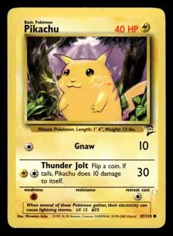 Pikachu 87/130 Common Base Set 2 Pokemon Card - 4 - Image 1