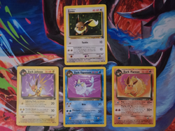 Pokemon Vintage- Team Rocket Eevee, Flareon, Jolteon, Vaporeon Dark Pokemon Lot - Image 1