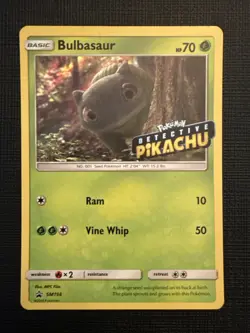 Bulbasaur - (Detective Pikachu Stamped) SM198 Holo Sun & Moon Promo Pokemon LP - Image 1