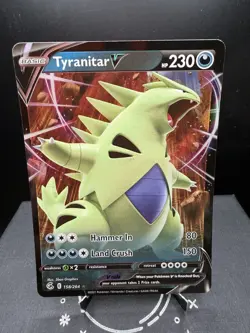 Pokemon TCG SWSH Fusion Strike Tyranitar V 158/264 Ultra Rare Holo NM - Image 1