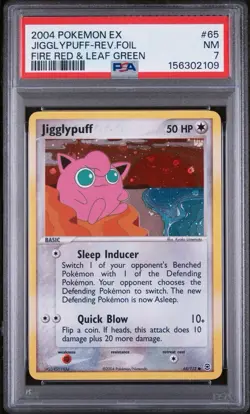 2004 POKEMON EX FIRE RED & LEAF GREEN #65 JIGGLYPUFF-REVERSE FOIL PSA 7 - Image 1