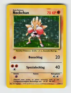 German Hitmonchan Nockchan 7/102 Holo Rare Base Set Unlimited Pokemon 1999 NM - Image 1