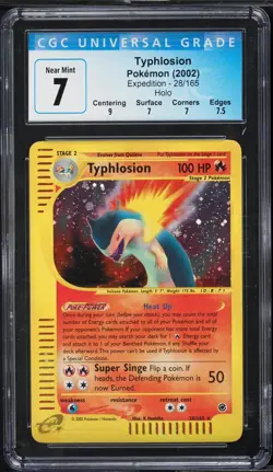 CGC 7 Typhlosion Holo Rare Expedition 2002 Pokemon Card #28 - Image 1